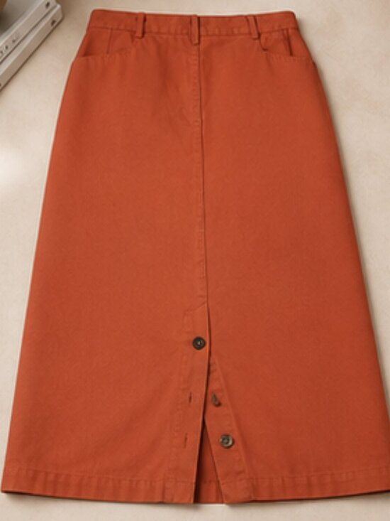 Christopher & Banks Dresses & Skirts - 100% Cotton Rust Orange Midi Skirt 10 Quiet Luxury A Line Christopher & Banks